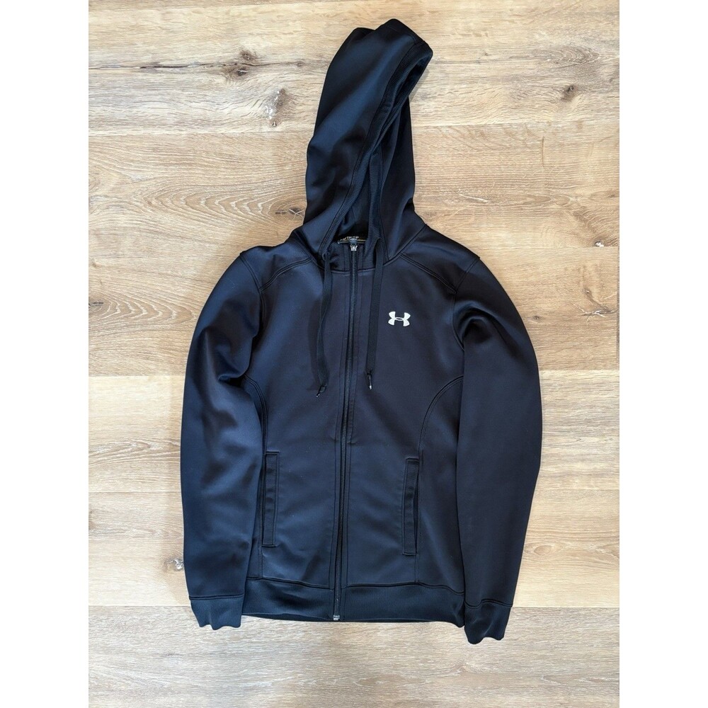 Under Armour womens Activewear ColdGear Full Zip Hoodie size XS Black Sweatshirt